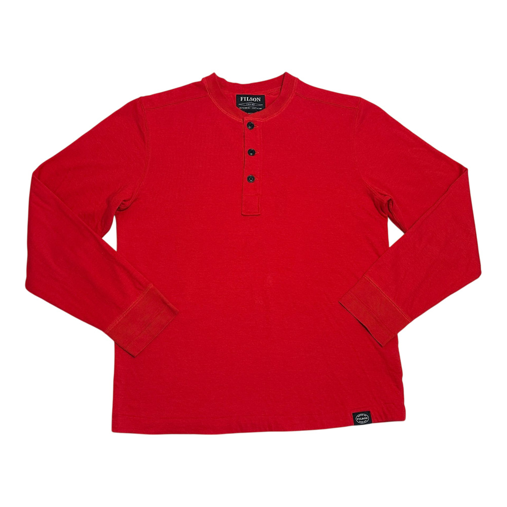 Filson Double Layer Henley Shirt Mens M Red Long Sleeve Thermal Outdoor Utility